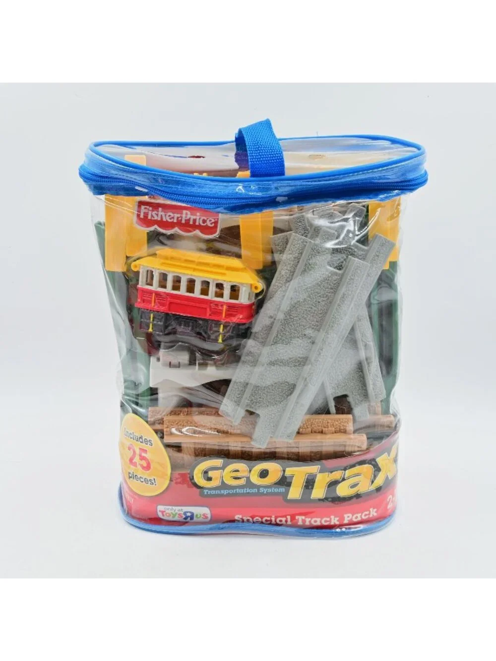 Fisher Price GeoTrax Special Track Pack Train Set 25 Pcs Toys R Us Blue Bag